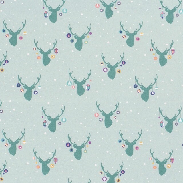 Katoen poplin christmas hertenkop mint