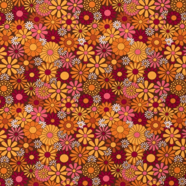 Burlington texturé bloemen oranje