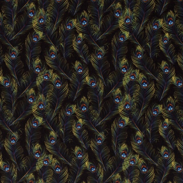 Polyester jersey digitaaldruk veren zwart