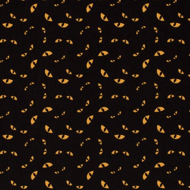 Polyester jersey ogen folie zwart/oranje