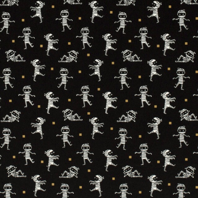 Polyester jersey mummies folie zwart/wit