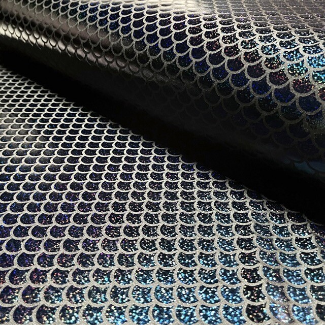Lamé stretch foliedruk mermaid zwart