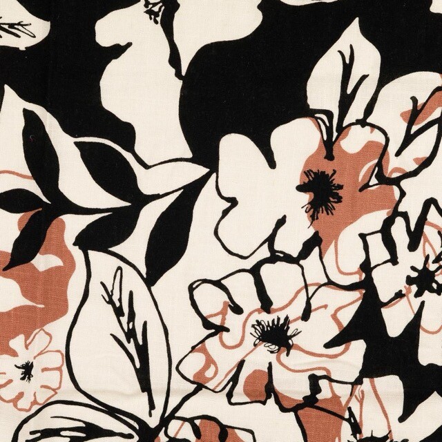viscose linnen bloemen bruin