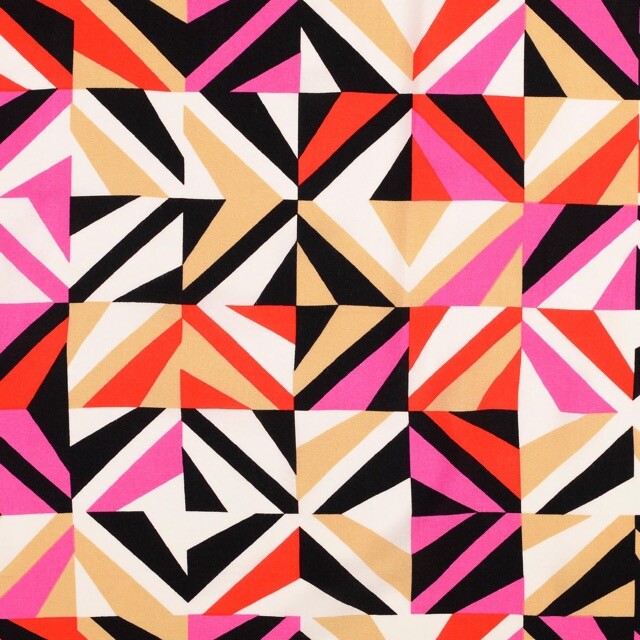 Viscose poplin geometrisch roze/rood