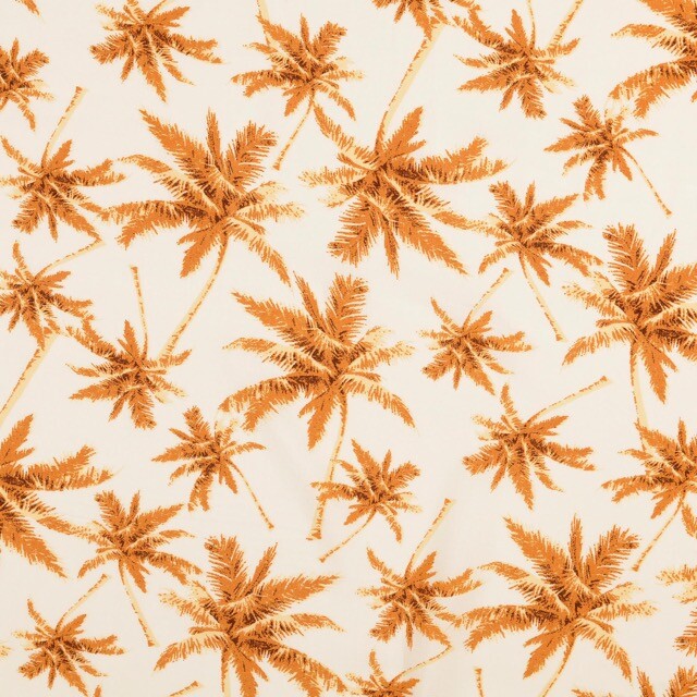 viscose poplin palmbomen wit
