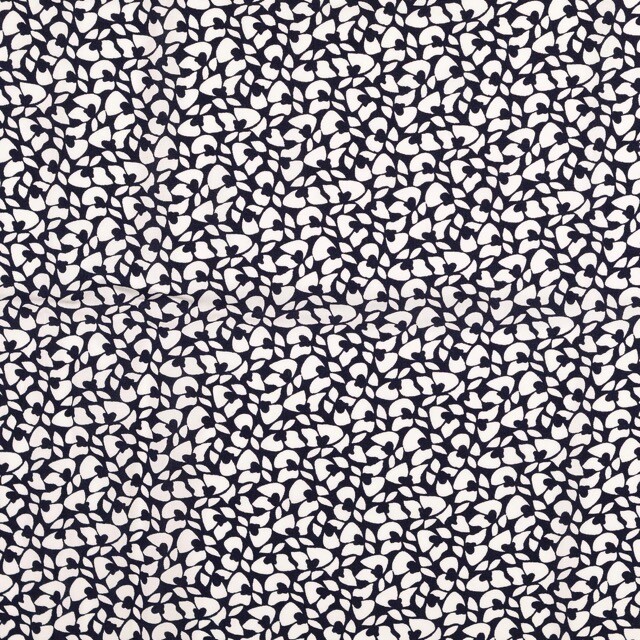 Viscose poplin bloemen wit/marine