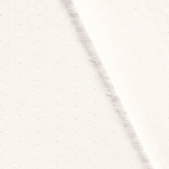 katoen poplin geborduurd sterren offwhite