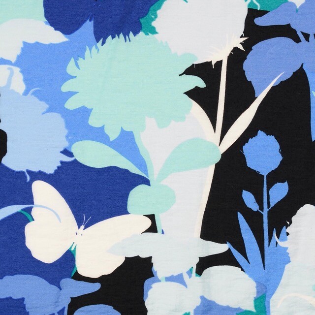 viscose nylon bloemen blauw