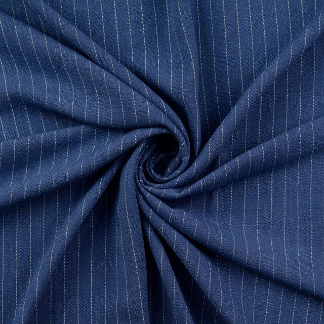 Viscose linnen slub strepen jeansblauw