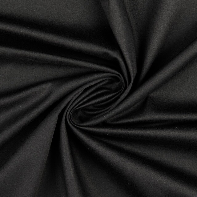 Katoen satijn stretch uni zwart