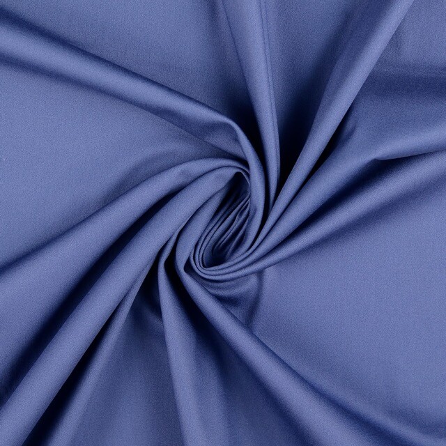 Katoen satijn stretch uni jeansblauw