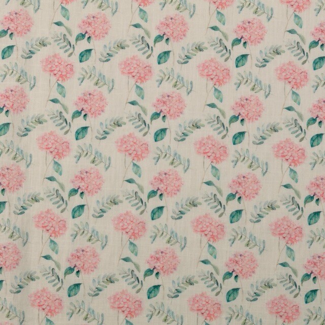 linnen gewassen digitaaldruk bloemen roze