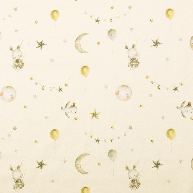 Katoen tricot digitaaldruk circus lichtgroen