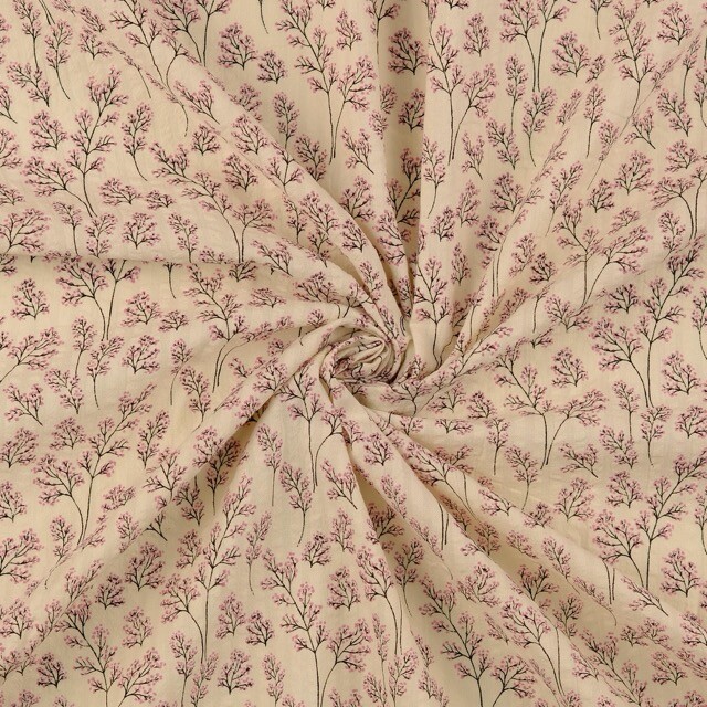 Seersucker vintage bloemen roze