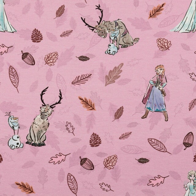 Katoen tricot digitaaldruk frozen roze