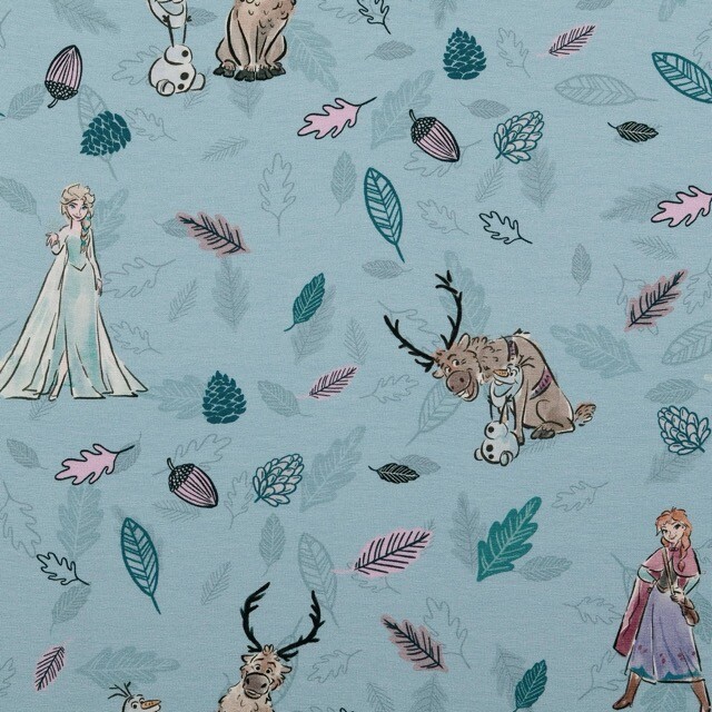 Katoen tricot digitaaldruk frozen blauw