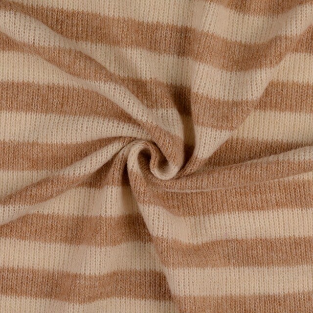 Gebreide stof strepen beige