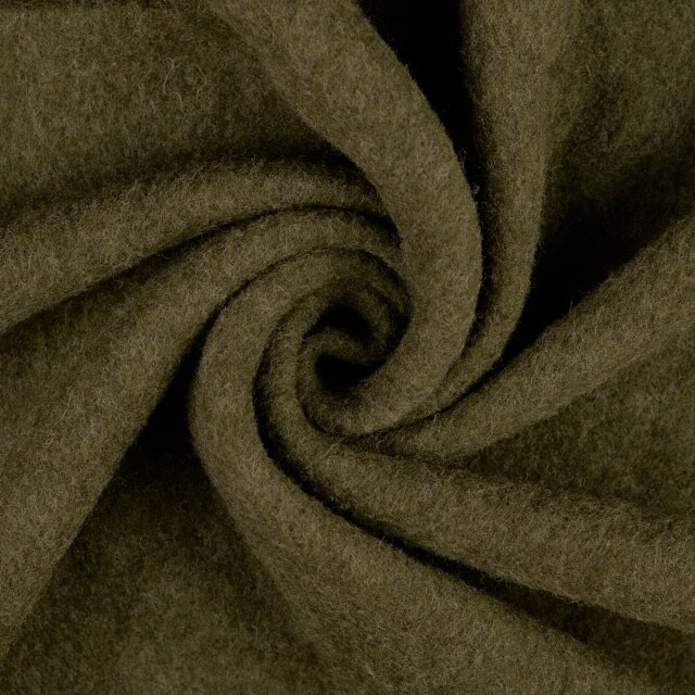 Wollen fleece uni olijfgroen