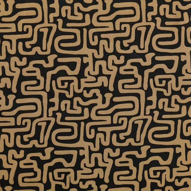 Viscose poplin abstract bruin/zwart