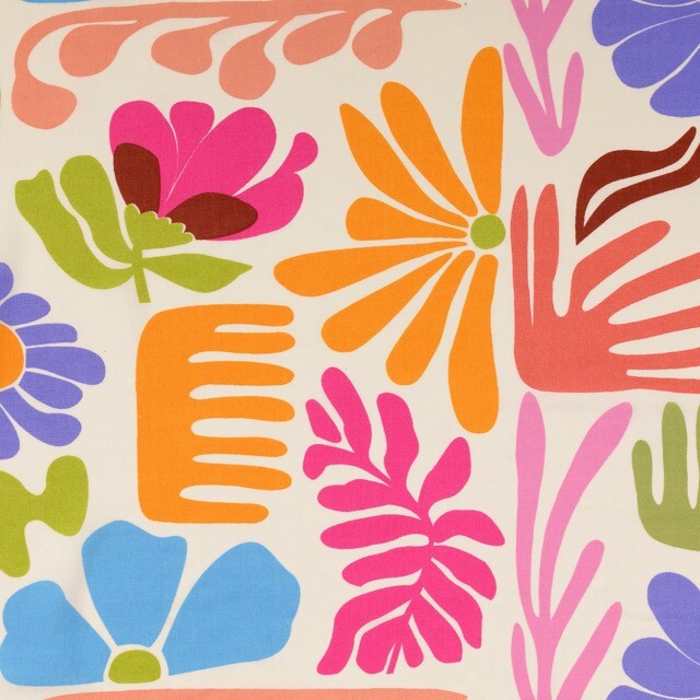 Viscose poplin bloemen multicolor