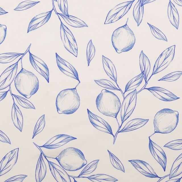 Katoen poplin digitaaldruk citroenen blauw