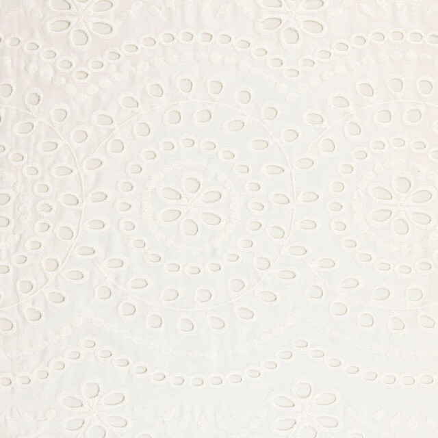 Katoen poplin geborduurd bloemen wit