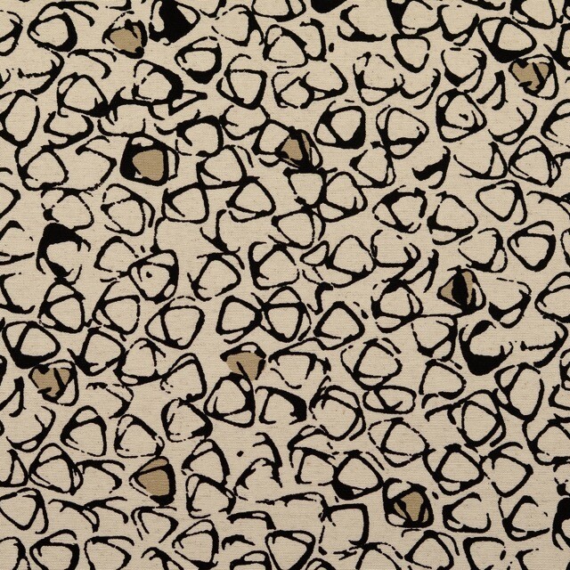 Viscose linnen geometrisch offwhite/zand