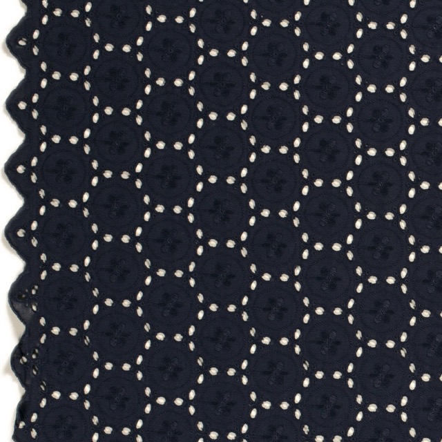 katoenen voile geborduurd abstract marine
