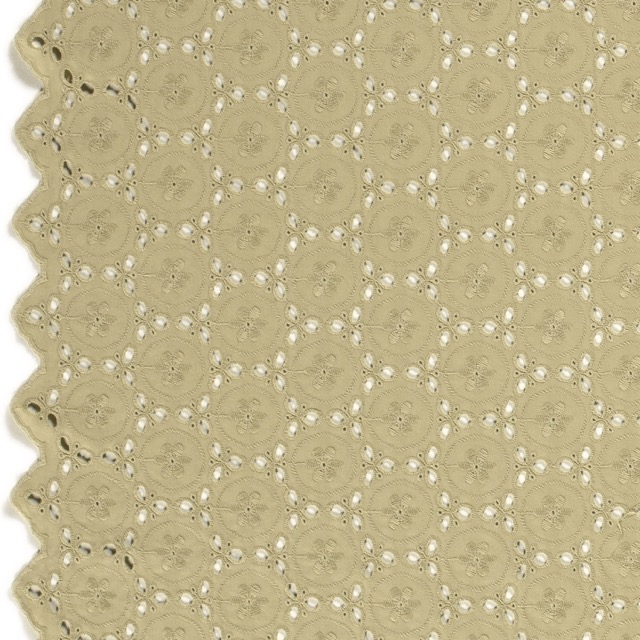 katoenen voile geborduurd abstract olijfgroen