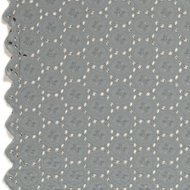 katoenen voile geborduurd abstract staalblauw