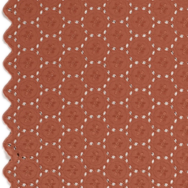 katoenen voile geborduurd abstract roodhout