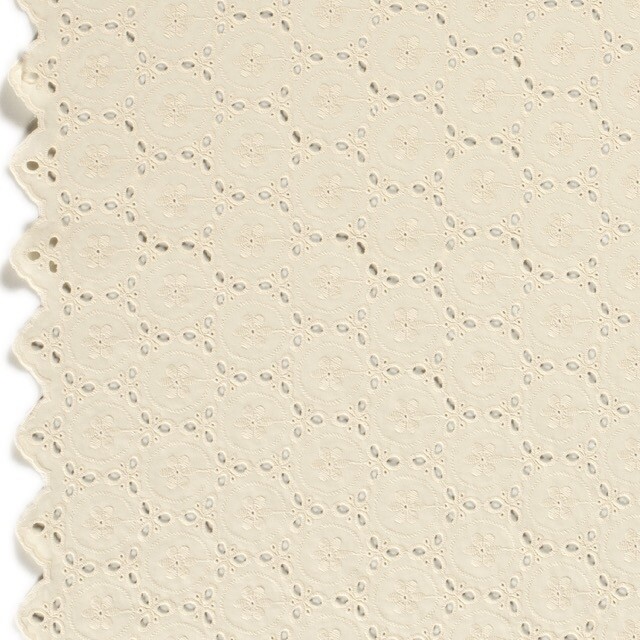 katoenen voile geborduurd abstract beige