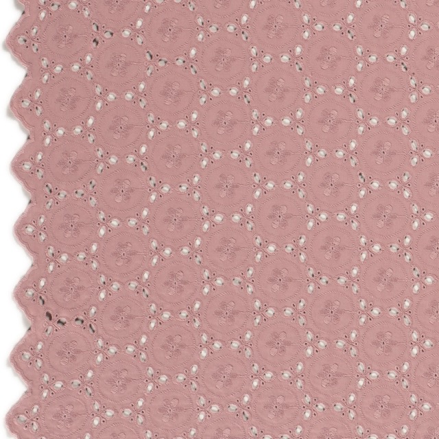 katoenen voile geborduurd abstract oudroze