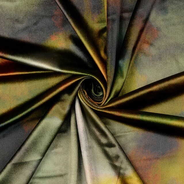 Fluweel stof digitaaldruk batik groen multicolor