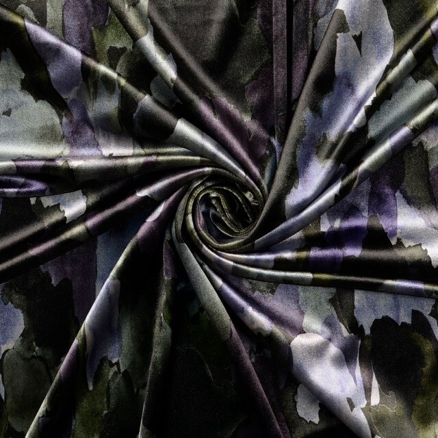 Fluweel stof digitaaldruk batik donkergroen multicolor