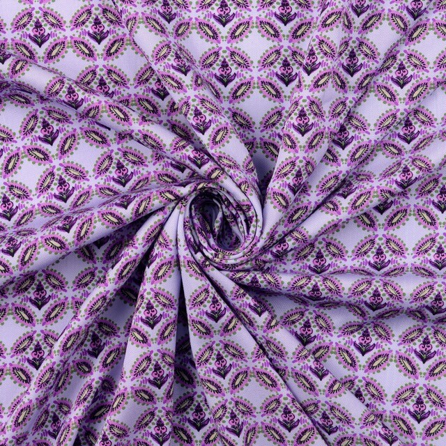 Viscose satijn digitaaldruk geometrisch lila