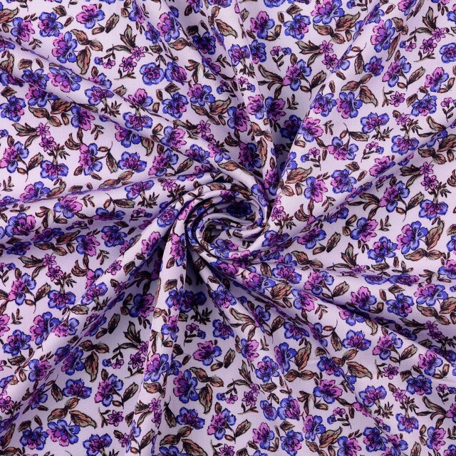 Viscose satijn digitaaldruk bloemen lila