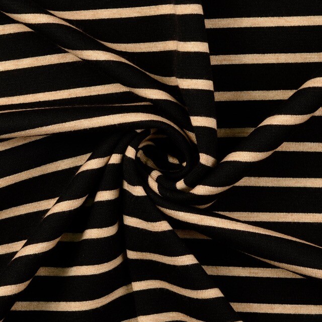 Gebreide jersey jacquard strepen zwart