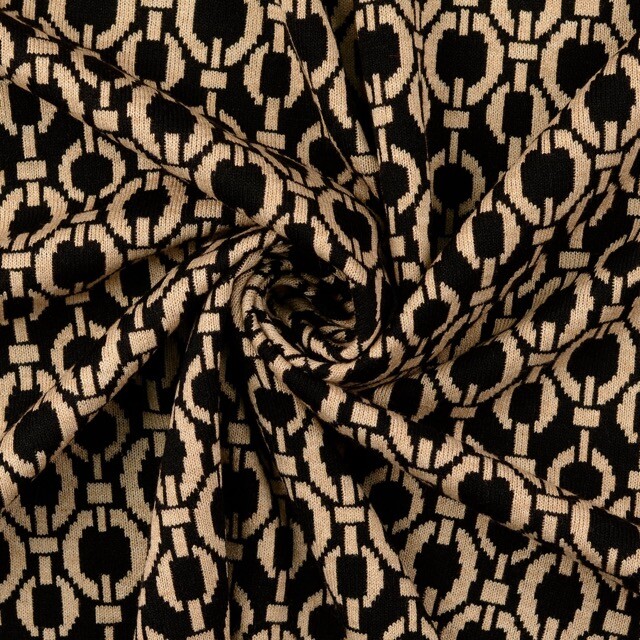 Gebreide jersey jacquard geometrisch zwart