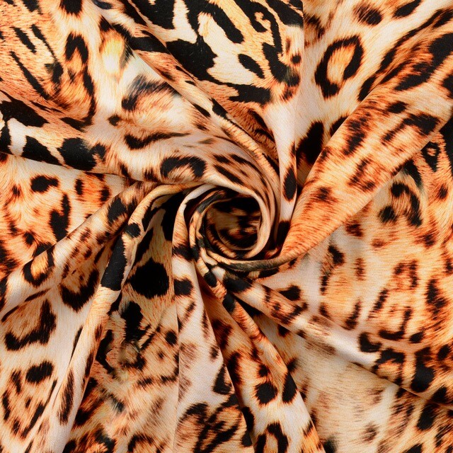 Viscose satijn digitaaldruk dierenhuid beige