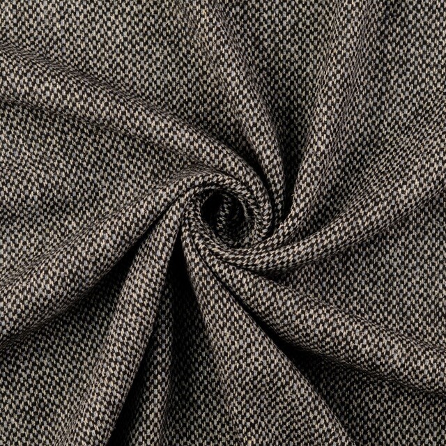 Mantel tweed melange geometrisch zwart/grijs