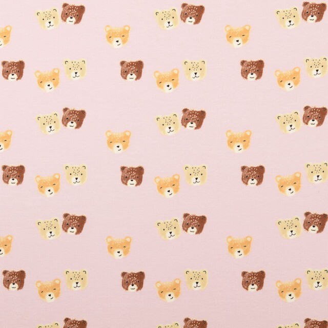 Katoen tricot beren lichtroze