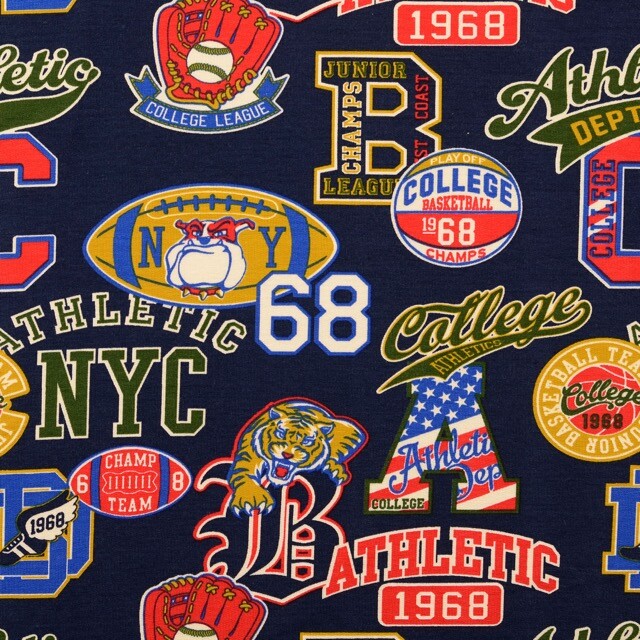 Sweat/french terry aangeruwd college marine