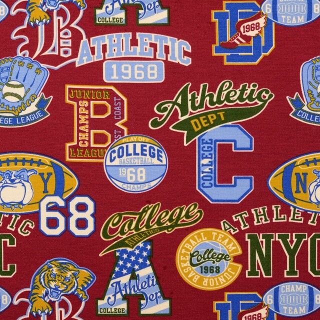 Sweat/french terry aangeruwd college bordeaux