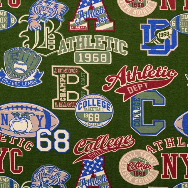 Sweat/french terry aangeruwd college groen