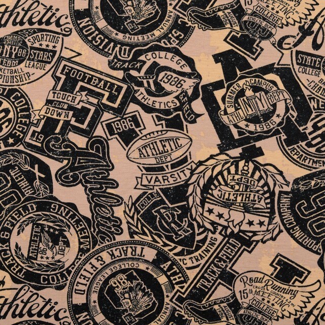 Sweat/french terry aangeruwd college zwart