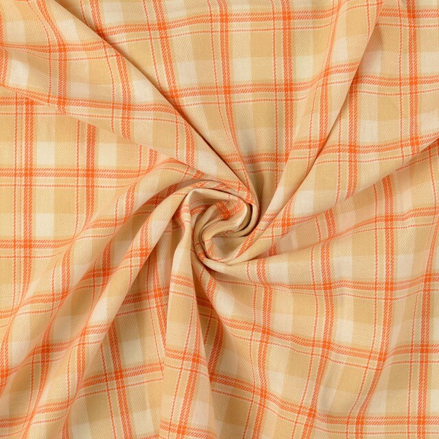Flanel geruit oranje/zand