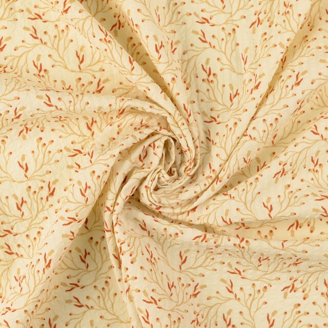Seersucker bloemen beige