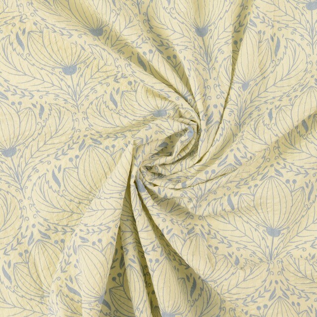 Seersucker ornamenten blauw