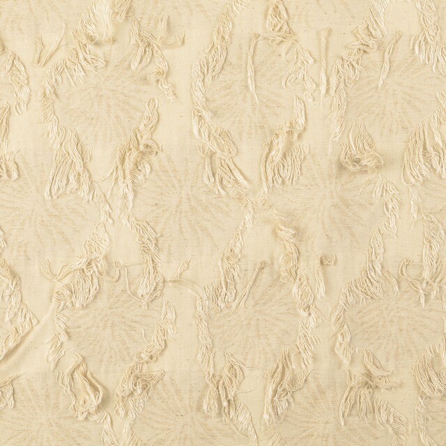 Katoen poplin geborduurd bloemen naturel